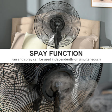Pedestal Water Mist Spray Fan with Humidifier, Mosquito Killer & 3 Speeds, 3.1L Tank - Black