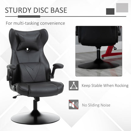 Video Game Racing Style Office Chair with Lumbar Support, Swivel Base & Flip-up Armrests - Black