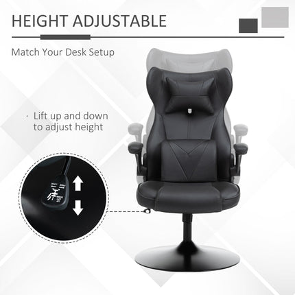 Video Game Racing Style Office Chair with Lumbar Support, Swivel Base & Flip-up Armrests - Black