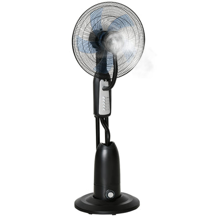 Pedestal Standing Fan with 2.8L Water Mist Spray, 3 Speeds, Oscillating Humidifying Fan - Black