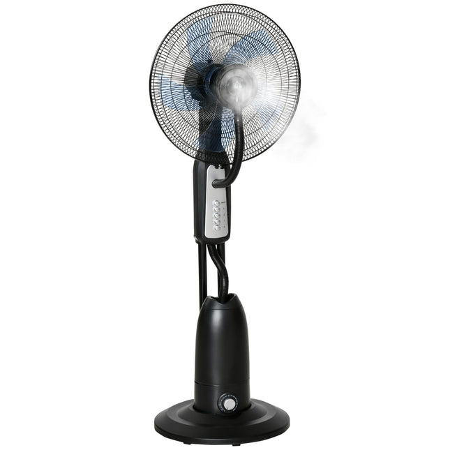 Pedestal Standing Fan with 2.8L Water Mist Spray, 3 Speeds, Oscillating Humidifying Fan - Black