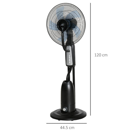 Pedestal Standing Fan with 2.8L Water Mist Spray, 3 Speeds, Oscillating Humidifying Fan - Black