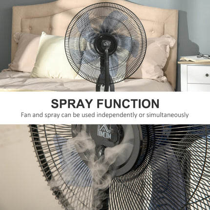 Pedestal Standing Fan with 2.8L Water Mist Spray, 3 Speeds, Oscillating Humidifying Fan - Black