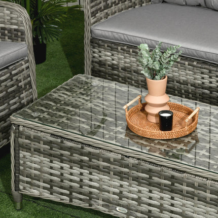 4 Piece PE Rattan Wicker Sofa Set with Cushions - Grey