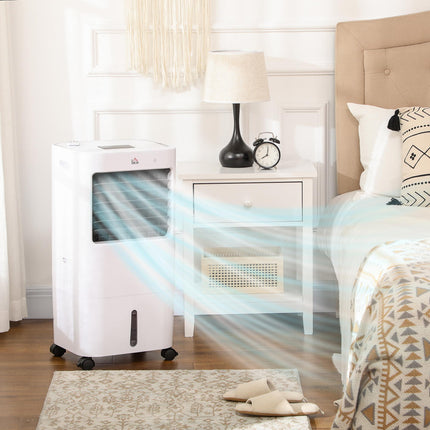 Mobile Air Cooler with 15L Tank, Oscillation & Remote Control - White