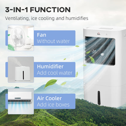 Mobile Air Cooler with 15L Tank, Oscillation & Remote Control - White