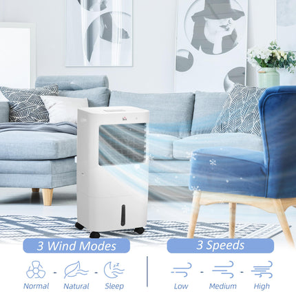 Mobile Air Cooler with 15L Tank, Oscillation & Remote Control - White