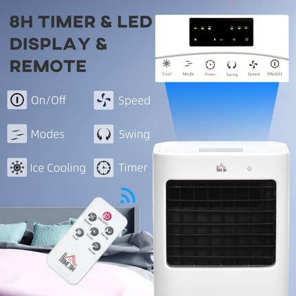 Mobile Air Cooler with 15L Tank, Oscillation & Remote Control - White