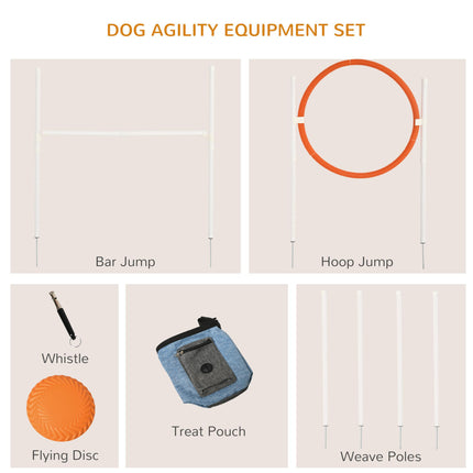 Pet Dog Agility Training Equipment Set with Carry Bag - Multicolour