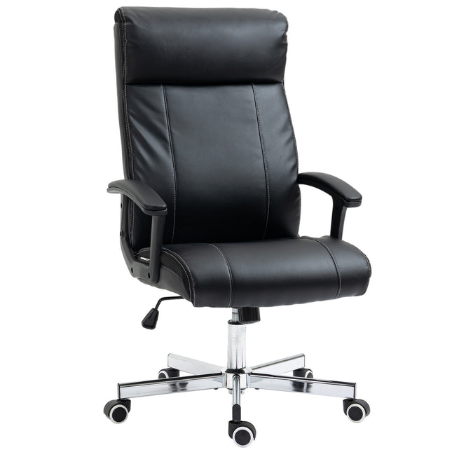 High-Back Massage Office Chair with Vibration, Tilt, Remote & Adjustable Height - Black