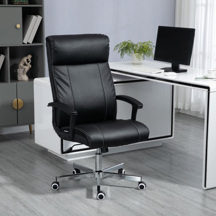 High-Back Massage Office Chair with Vibration, Tilt, Remote & Adjustable Height - Black