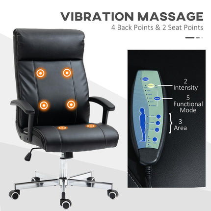 High-Back Massage Office Chair with Vibration, Tilt, Remote & Adjustable Height - Black