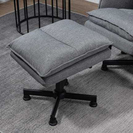 Massage Swivel Recliner Chair with Footstool, Remote Control, Timer & Steel Base - Grey