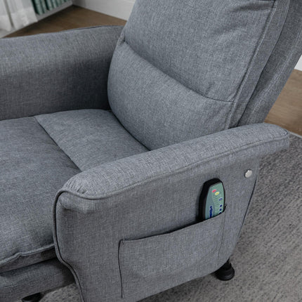 Massage Swivel Recliner Chair with Footstool, Remote Control, Timer & Steel Base - Grey