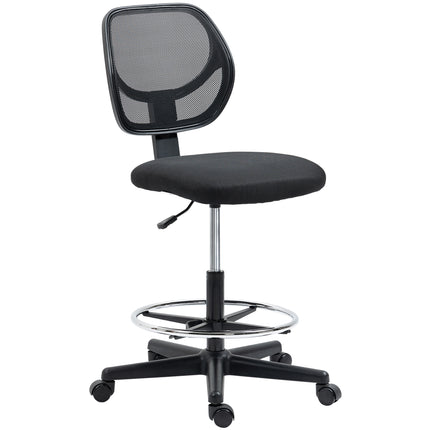 Ergonomic Mesh Standing Desk Chair with Adjustable Footrest and Seat Height - Black