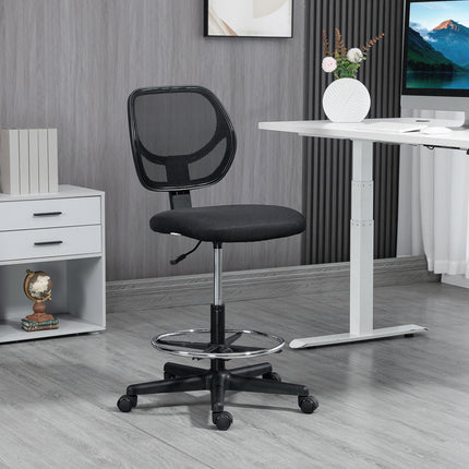 Ergonomic Mesh Standing Desk Chair with Adjustable Footrest and Seat Height - Black