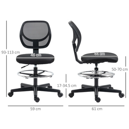 Ergonomic Mesh Standing Desk Chair with Adjustable Footrest and Seat Height - Black