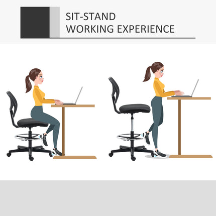 Ergonomic Mesh Standing Desk Chair with Adjustable Footrest and Seat Height - Black