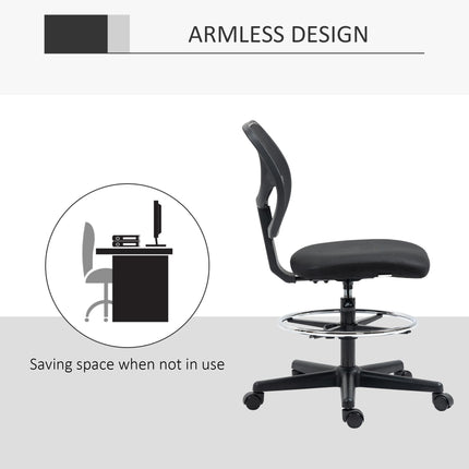 Ergonomic Mesh Standing Desk Chair with Adjustable Footrest and Seat Height - Black