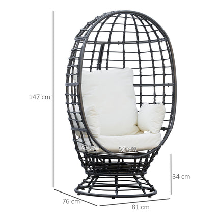 Swivel Egg Chair with Cushion and Pillow Outdoor - Black Rattan