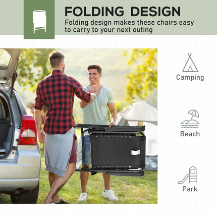 Set of 2 Portable Folding Outdoor Chairs with Ergonomic Design - Black