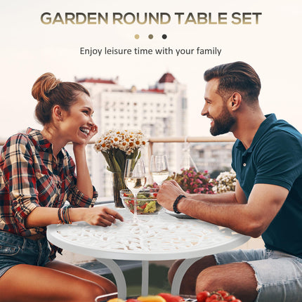 3 Piece Aluminium Bistro Set With Floral Design - Antique White