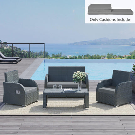 3 Piece Outdoor Seat Cushion Set for Rattan Furniture - Dark Grey