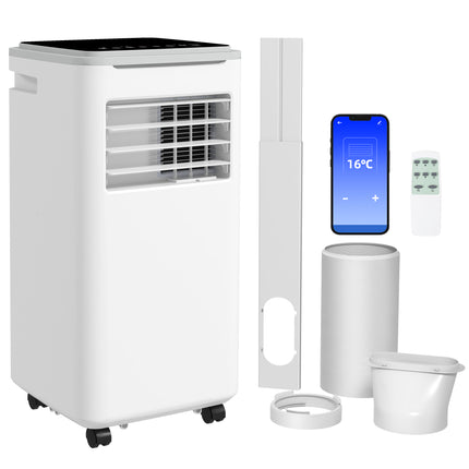 9,000 BTU Portable Air Conditioner with WiFi, Dehumidifier & Remote for 20m² Room - White