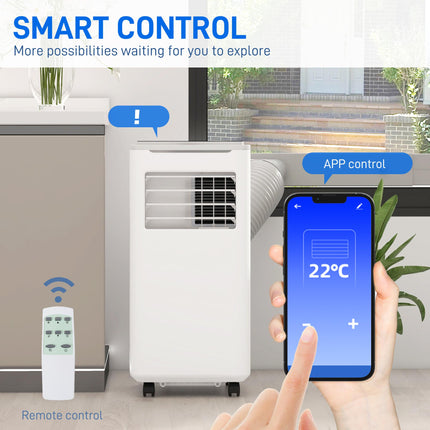 9,000 BTU Portable Air Conditioner with WiFi, Dehumidifier & Remote for 20m² Room - White