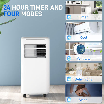 9,000 BTU Portable Air Conditioner with WiFi, Dehumidifier & Remote for 20m² Room - White