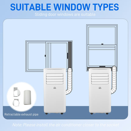 9,000 BTU Portable Air Conditioner with WiFi, Dehumidifier & Remote for 20m² Room - White