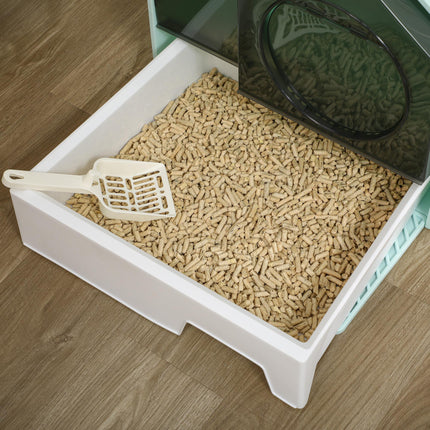Hooded Cat Litter Tray with Scoop and Deodorizer - Light Blue