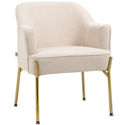 Modern Fabric Accent Chair with Gold Legs for Living Room - White