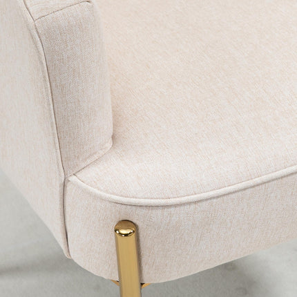 Modern Fabric Accent Chair with Gold Legs for Living Room - White