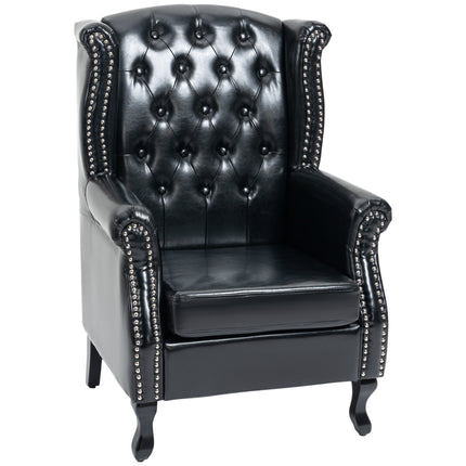 Chesterfield Wingback Accent Chair with Nail Head Trim - Black