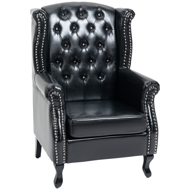 Chesterfield Wingback Accent Chair with Nail Head Trim - Black