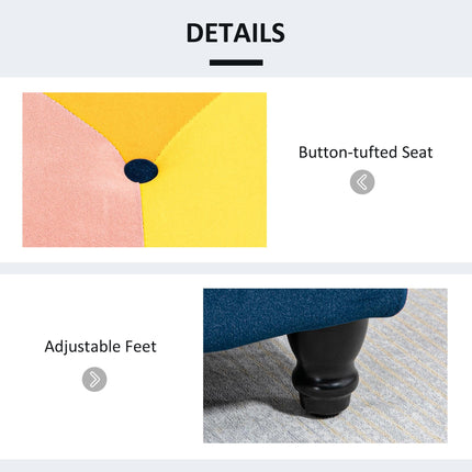 Velvet Storage Ottoman 114 x 47 x 47cm Button-Tufted Footstool Toy Chest with Lid - Multicoloured