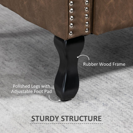Chesterfield Wingback Accent Chair with Nail Head Trim - Brown