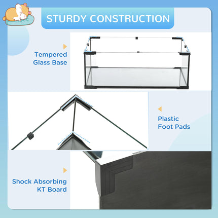 3 Tiers Hamster Cage with Deep Glass Bottom, Ramps, Wheel & Water Bottle for Syrian & Dwarf Hamsters - Black