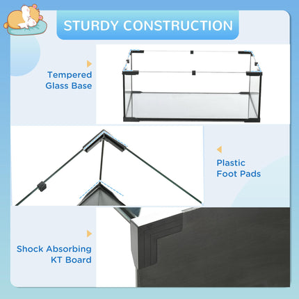 3 Tier Hamster Cage with Glass Base, Exercise Wheel, Ramps & Hut for Syrian & Dwarf Hamsters - Black