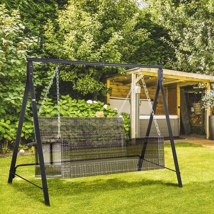 Heavy Duty Metal Porch Swing Stand 240kg Capacity Hanging Chair Frame - Black