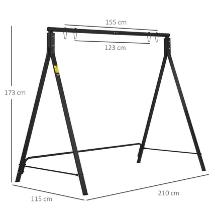 Heavy Duty Metal Porch Swing Stand 240kg Capacity Hanging Chair Frame - Black