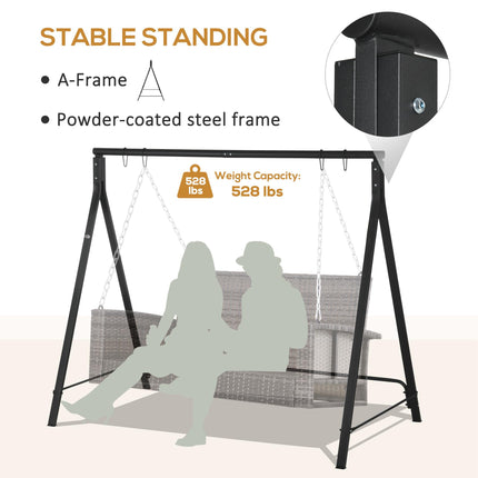 Heavy Duty Metal Porch Swing Stand 240kg Capacity Hanging Chair Frame - Black