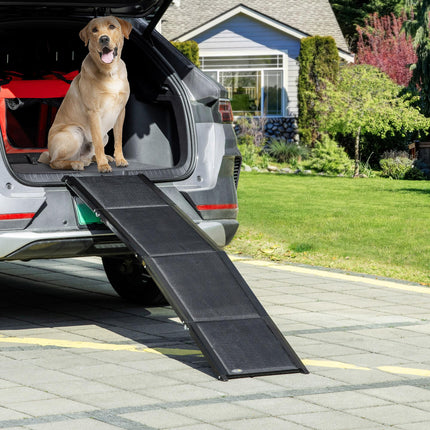 Folding Portable Dog Ramp for Extra Large Dogs with Non-Slip Surface and Aluminium Alloy Frame - Black