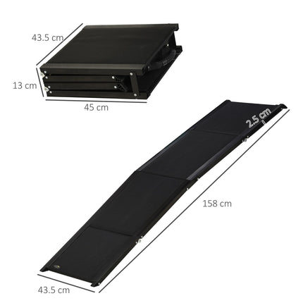 Folding Portable Dog Ramp for Extra Large Dogs with Non-Slip Surface and Aluminium Alloy Frame - Black