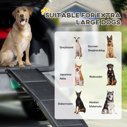 Folding Portable Dog Ramp for Extra Large Dogs with Non-Slip Surface and Aluminium Alloy Frame - Black