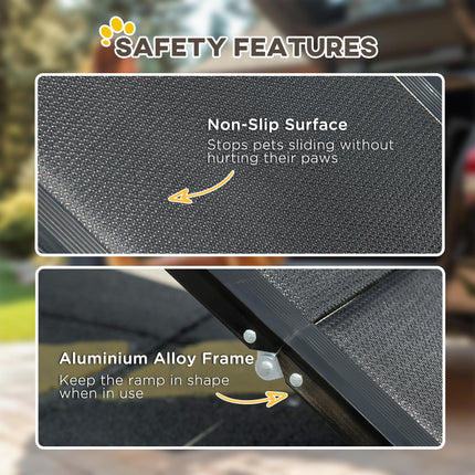 Folding Portable Dog Ramp for Extra Large Dogs with Non-Slip Surface and Aluminium Alloy Frame - Black