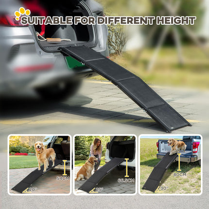 Folding Portable Dog Ramp for Extra Large Dogs with Non-Slip Surface and Aluminium Alloy Frame - Black
