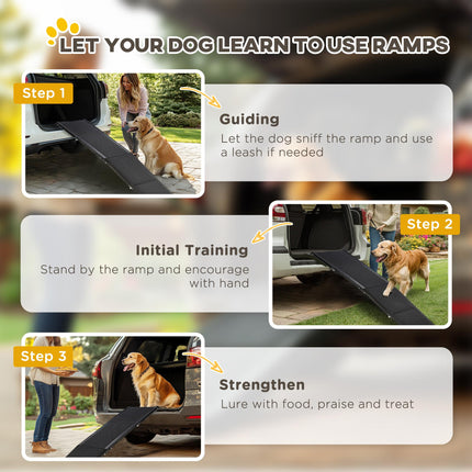 Folding Portable Dog Ramp for Extra Large Dogs with Non-Slip Surface and Aluminium Alloy Frame - Black