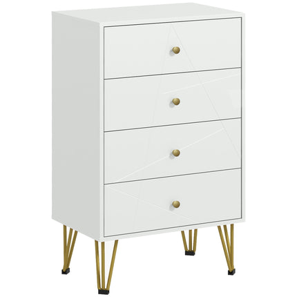 4-Drawer Modern Chest of Drawers with Hairpin Legs - White